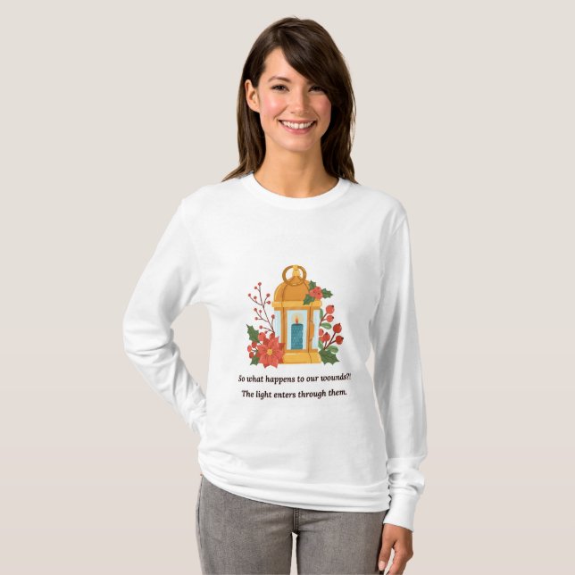 Camiseta Golden Lantern | Healing Light & Spiritual Hope (Frente Completa)