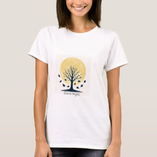 Camiseta Golden Moon & Bare Tree Silhouette – Minimal Autum