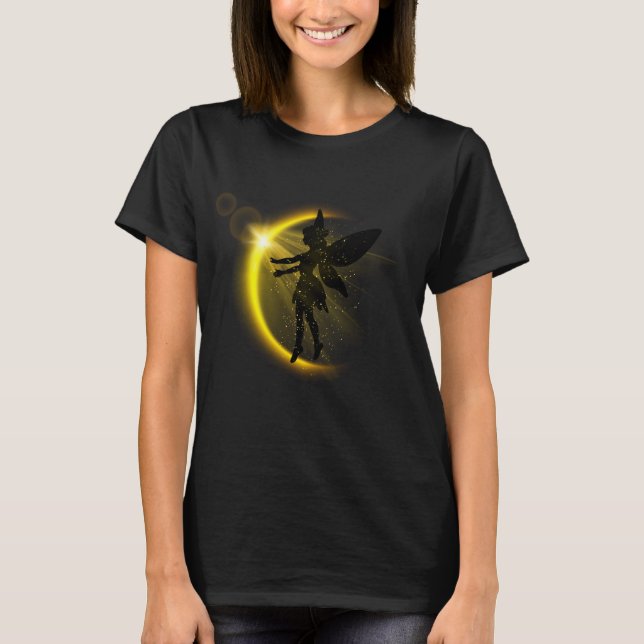 Camiseta Golden Moon Fairy – Celestial Feminine Night Art (Frente)