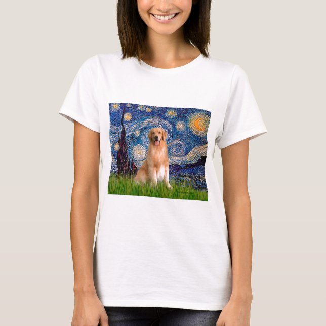 Camiseta Golden Retriever 8 - Noite Estrelada (Frente)