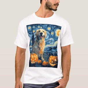 Camiseta Golden Retriever Abóbora Noite Estrelada Mãe de Ca