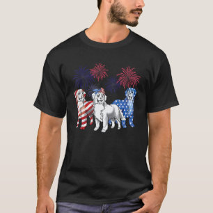 Camiseta Golden Retriever Americano Bandeira Dos EUA 4 De J