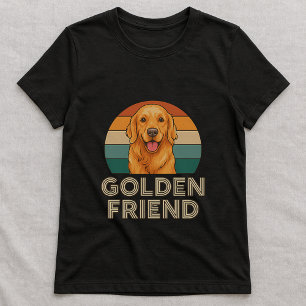 Camiseta Golden Retriever; Amigo Golden Retro Pôr