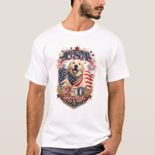 Camiseta Golden Retriever Aniversário de 250 anos 