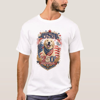 Camiseta Golden Retriever Aniversário de 250 anos