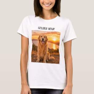 Camiseta Golden retriever aproveitando a hora dourada