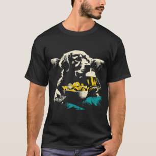 Camiseta Golden Retriever Assistindo TV - Snacks Cerveja En