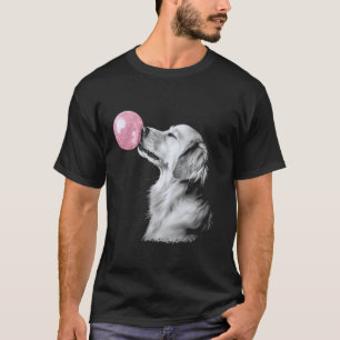 Camiseta Golden Retriever Assoprando Chiclete Rosa