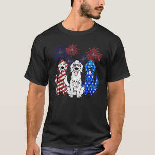 Camiseta Golden Retriever Bandeira Americana 4 de Julho Ind