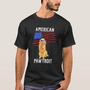 Camiseta Golden Retriever Bandeira Americana 4 de Julho Paw