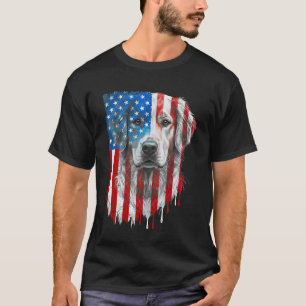 Camiseta Golden Retriever Bandeira Americana EUA Retro 4 De