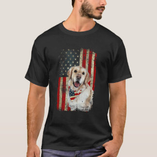 Camiseta Golden Retriever  Bandeira dos EUA Quarto 4 de Jul