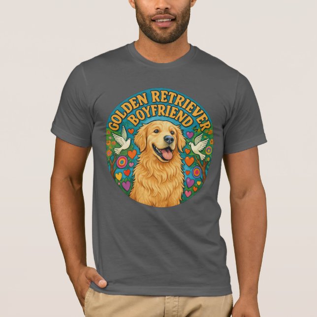 Camiseta Golden Retriever Boyfriend Funny Retro Dog Lover (Frente)