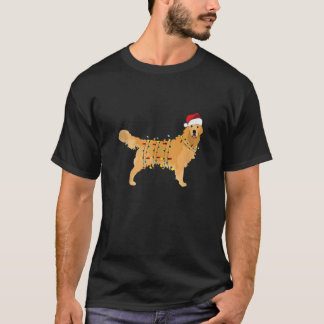 Camiseta Golden Retriever Christmas Santa Hat Tree Lights P