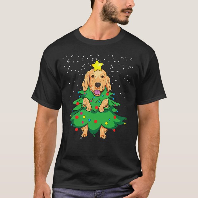 Camiseta Golden Retriever Christmas Tree Xmas 410 (Frente)
