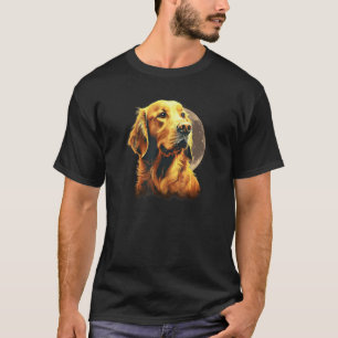 Camiseta Golden Retriever Com Lua Cheia - Amantes de Cães