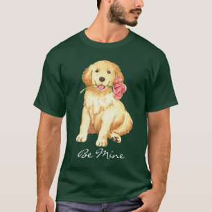 Camiseta Golden retriever cor-de-rosa dos namorados