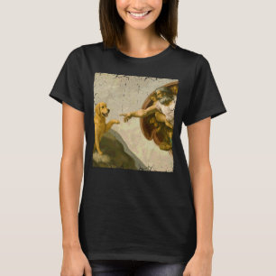Camiseta Golden Retriever Deus Criação de Adão Meme Engraça