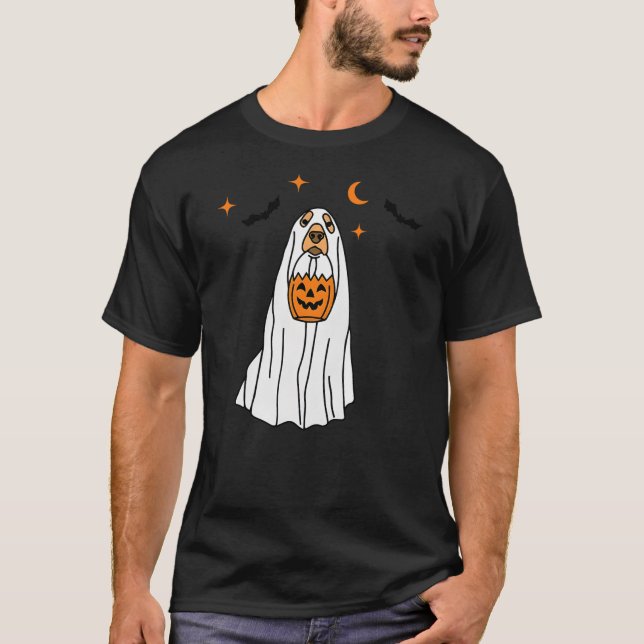 Camiseta Golden Retriever Dog Ghost and Pumpkin Halloween F (Frente)
