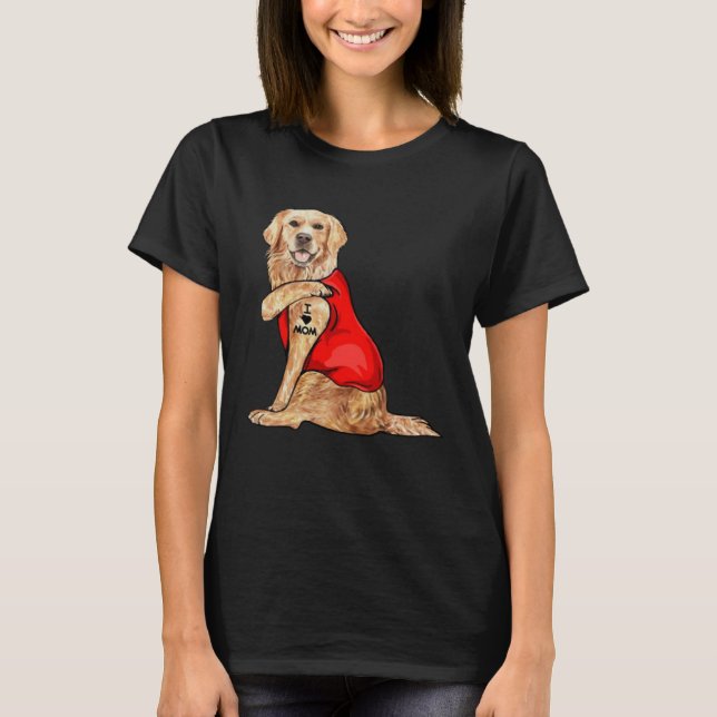 Camiseta golden retriever dog I love mum tattoo (Frente)