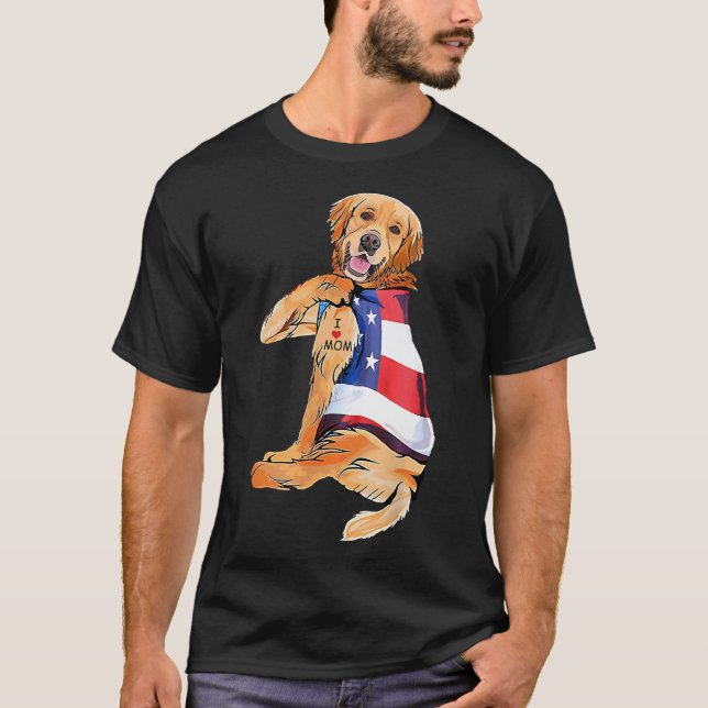 Camiseta Golden Retriever Dog Tattoo I Love Mom (Frente)