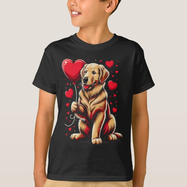 Camiseta Golden Retriever Dog Valentine's Day Dog Owner Val (Frente)