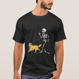 Camiseta Golden Retriever e Esqueleto engraçados de Hallowe