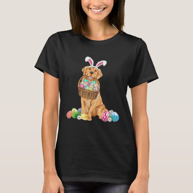 Camiseta Golden Retriever Easter Day Bunny Eggs Easter Cost (Frente)