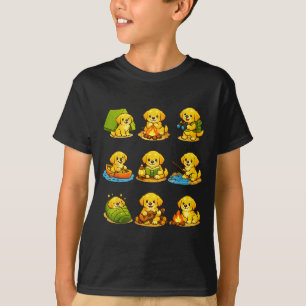 Camiseta Golden retriever engraçado acampando cachorro fofo