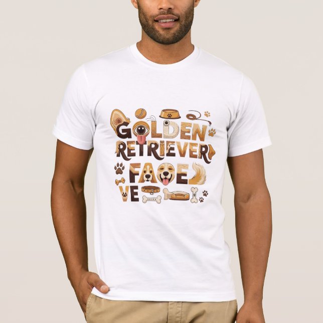 Camiseta Golden Retriever Face Playful Typography (Frente)