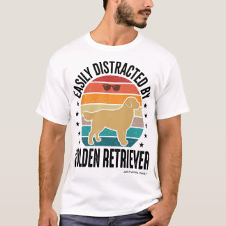 Camiseta Golden Retriever Facilmente Distraído Vintage Dese