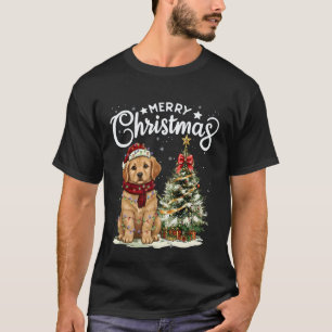 Camiseta Golden Retriever Feliz Natal Cachorro Chapéu do Pa