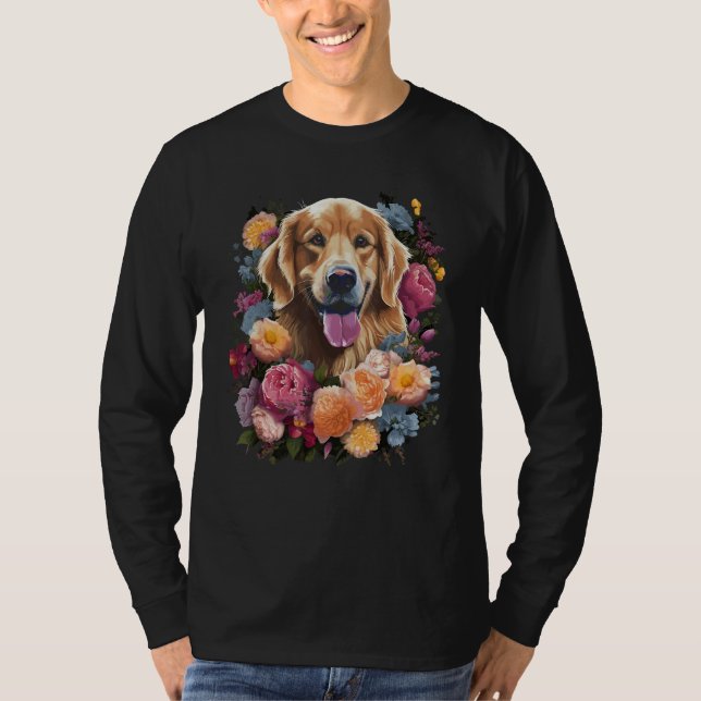 Camiseta Golden Retriever Flower Bouquet (Frente)