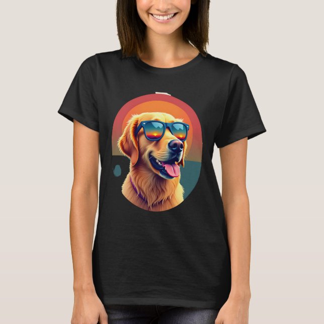 Camiseta Golden Retriever for Kids Boys Girls Sunglasses Pe (Frente)
