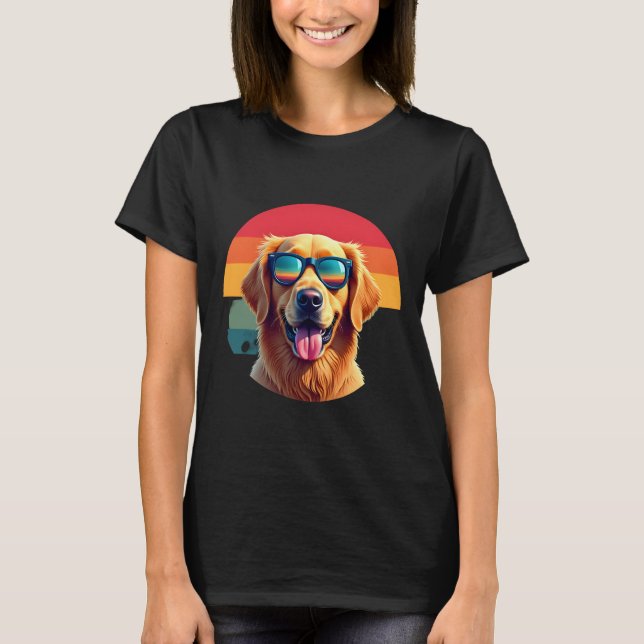 Camiseta Golden Retriever for Kids Boys Girls Sunglasses Pe (Frente)