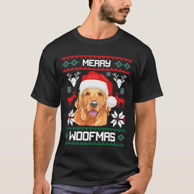 Camiseta Golden Retriever For Merry Woofmas (Frente)