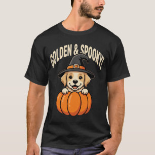 Camiseta Golden Retriever Halloween Bruxa Filhote Abóbora