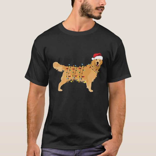 Camiseta Golden Retriever Holiday Christmas Light Essential (Frente)