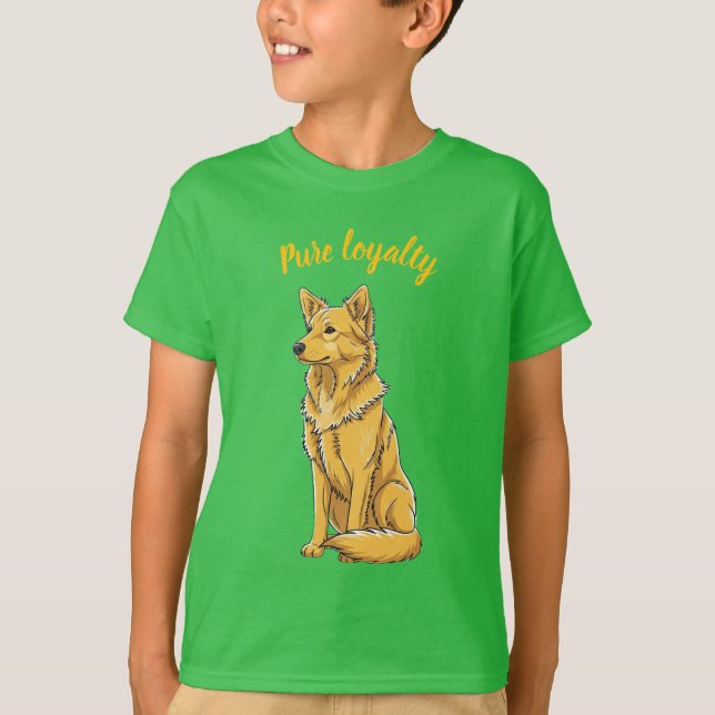 Camiseta Golden Retriever Kids Green Essential T-shirt (Frente)