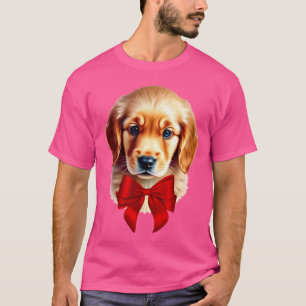 Camiseta Golden Retriever Laço Vermelho