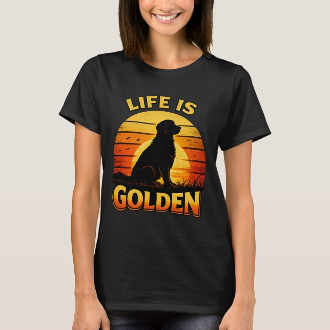 Camiseta Golden retriever life is golden sunset dog shirt (Frente)