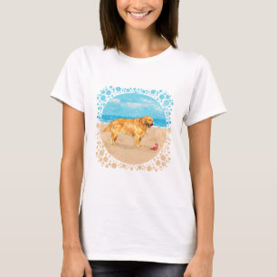 Camiseta Golden Retriever na Praia