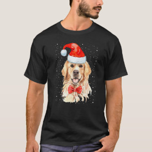 Camiseta Golden Retriever Natal Para Mulheres Com Santa Ha