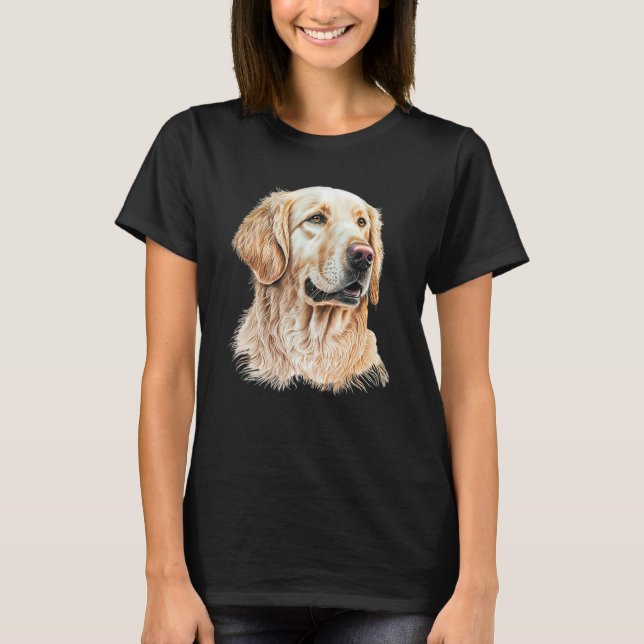 Camiseta Golden Retriever Portrait Hand Drawn Art Dog Lover (Frente)