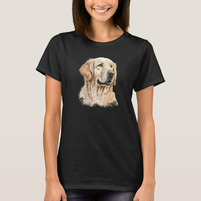 Camiseta Golden Retriever Portrait Hand Drawn Art Dog Lover (Frente)