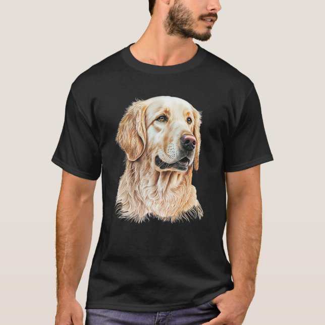 Camiseta Golden Retriever Portrait Hand Drawn Art Dog Lover (Frente)