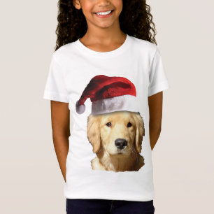 Camiseta Golden retriever que veste um chapéu de Papai Noe