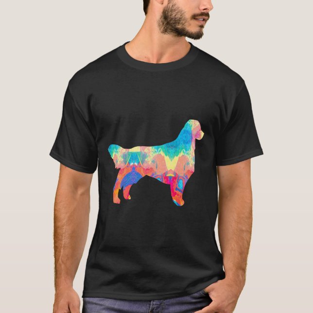 Camiseta Golden Retriever St Patricks Day Dog  Painting (Frente)