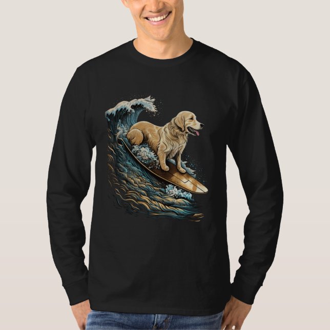Camiseta Golden Retriever Surfing Kanagawa Japanese The gre (Frente)