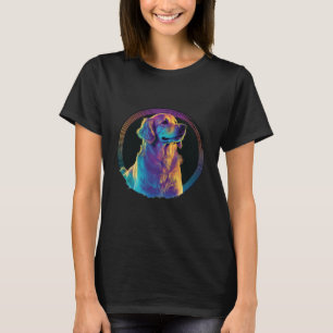 Camiseta Golden Retriever Synthwave Estética dos Anos 80 Re
